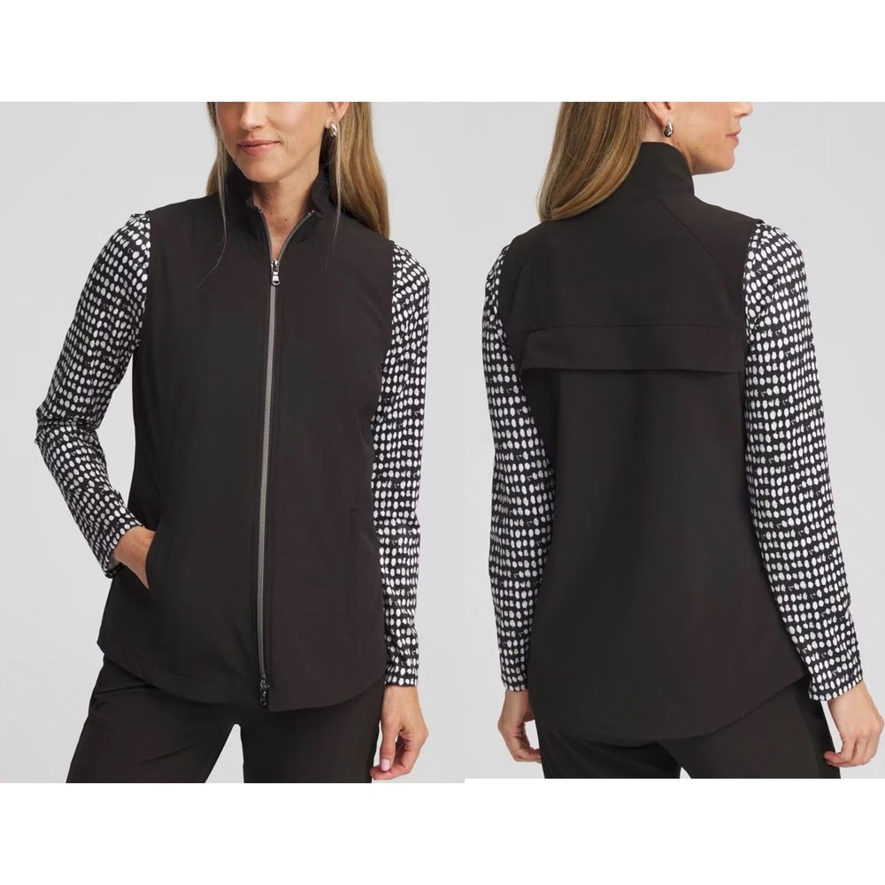 Chico's Size 0.5 (6) Zenergy® UPF Front-Zip Travel‎ Vest Black Interior Pockets